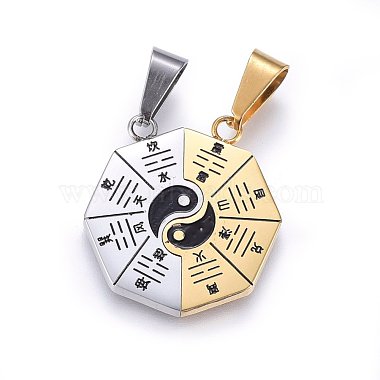 Golden & Stainless Steel Color Black Octagon Stainless Steel+Other Material Pendants