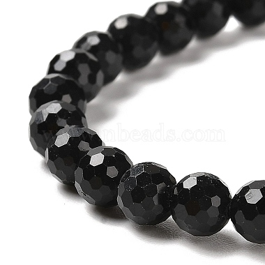 Эластичные браслеты из натурального черного турмалина с бусинами(BJEW-K233-01A-03)-3