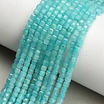 Natural Amazonite Beads Strands, Faceted Table Cut Cube Beads, 3~3.5x3~3.5x3mm, Hole: 0.6mm, about 128pcs/strand, 15.35''~15.43''(39~39.2cm)(GG-CBA77FB-D02-01)
