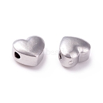 Non-Tarnish 304 Stainless Steel Beads, Heart, Stainless Steel Color, 5x6x3.5mm, Hole: 1.6mm(STAS-I670-05B-P)