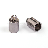 Tarnish Resistant 304 Stainless Steel Cord Ends, End Caps, Column, Stainless Steel Color, 9x5mm, Hole: 2mm, Inner Diameter: 4mm(STAS-M242-06)