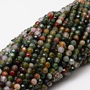 Faceted Natural Indian Agate Round Beads Strands, 4mm, Hole: 1mm, about 92pcs/strand, 15.3 inch(X-G-E318A-4mm-01)