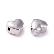 304 Stainless Steel Beads, Heart, Stainless Steel Color, 6x6.5x4mm, Hole: 1.5mm(STAS-I670-05B-P)