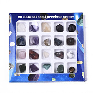 Natural Mixed Gemstone Beads, Tumbled Stone, Vase Filler Gems, No Hole/Undrilled, Nuggets, 11~20x9~14x5~10mm, Box: 13x12x1.2cm, about 20pcs/box(G-N0327-004)