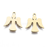 201 Stainless Steel Charms, Laser Cut, Angel, Golden, 16x15x1mm, Hole: 1.4mm(X-STAS-T044-214G)