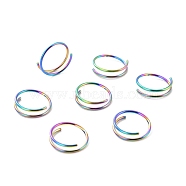 Rainbow Color Double Nose Ring for Single Piercing, Spiral 316 Surgical Stainless Steel Nose Ring for Women, Piercing Body Jewelry, 1~3x12mm, Inner Diameter: 10mm(AJEW-C010-02M-03)