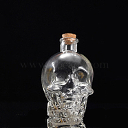 Glass Wishing Bottles, Bead Containers, Home Decorations, Skull, 9x13cm(BOTT-PW0011-50K)