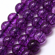 Dyed Round Natural Crackle Quartz Beads Strands, Dark Orchid, 8mm, Hole: 1mm, about 24pcs/strand, 7.5 inch(G-K084-8mm-01B)