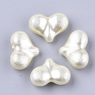 ABS Plastic Imitation Pearl Beads, Heart, Beige, 17x23x9mm, Hole: 1.2mm(X-OACR-T017-12A)