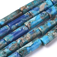 Assembled Synthetic Turquoise and Imperial Jasper Beads Strands, Dyed, Column, 13x4mm, Hole: 0.7mm, about 31 pcs/Strand, 15.75 inch(40 cm)(G-D0006-A01)