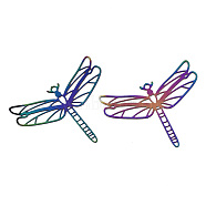 Ion Plating(IP) 201 Stainless Steel Filigree Pendants, Etched Metal Embellishments, Dragonfly, Rainbow Color, 22x29.5x0.3mm, Hole: 1.2mm(STAS-S118-008)
