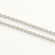 304 Stainless Steel Cable Chains, Soldered, Flat Oval, Stainless Steel Color, 1.5x1x0.3mm(X-CHS-Q001-10-100m)
