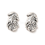 Tibetan Style Alloy Beads, Cadmium Free & Lead Free, Crocodile, Antique Silver, 10x15x5mm, Hole: 1.6mm, about 465pcs/1000g(FIND-C043-031AS)