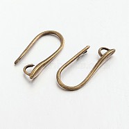 Brass Earring Hooks for Earring Designs, Ear Wire, with Horizontal Loop, Lead Free & Cadmium Free, Antique Bronze, 20.5x8.5x2.5mm, Hole: 2mm, Pin: 1mm(X-KK-M142-02AB-RS)