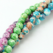 Synthetic Ocean White Jade Beads Strands, Dyed, Round, Mixed Color, 8mm, Hole: 1mm, about 50pcs/strand, 15 inch(G-E009-8mm-M)