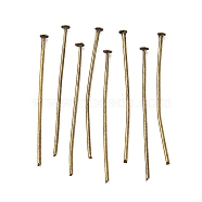 Iron Flat Head Pins, Cadmium Free & Nickel Free & Lead Free, Antique Bronze, 35x0.75~0.8mm, 20 Gauge, about 5400pcs/1000g, Head: 2mm(HPAB3.5cm-NF)