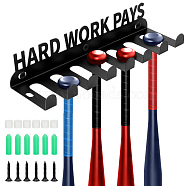 Word Hard Work Pays Iron Baseball Bat Display Stand, with Screw and Expansion Screw, Word, 40x11.6x7cm(AJEW-WH0533-005)