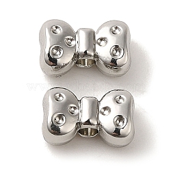 Rack Plating Alloy Beads, Cadmium Free & Nickel Free & Lead Free, Bowknot, Platinum, 5.5x9x4mm, Hole: 1.6mm(PALLOY-P304-24P)