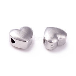 Non-Tarnish 304 Stainless Steel Beads, Heart, Stainless Steel Color, 5x6x3.5mm, Hole: 1.6mm(STAS-I670-05B-P)