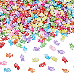 3Bags Opaque Acrylic Beads, Fish, Mixed Color, 9x15x7.5mm, Hole: 2mm, about 100pcs/bag(SACR-DC0001-09)