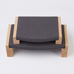 Wood Jewelry Displays, with Faux Suede, Gray, Big: 19.8x5.1x1.8mm, Small: 15.2x3.1x11.4cm, 2pcs/set(ODIS-E013-07A)