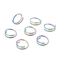 Rainbow Color Double Nose Ring for Single Piercing, Spiral 316 Stainless Steel Nose Ring for Women, Piercing Body Jewelry, Multi-color, 1~3x12mm, Inner Diameter: 10mm(AJEW-C010-02M-03)