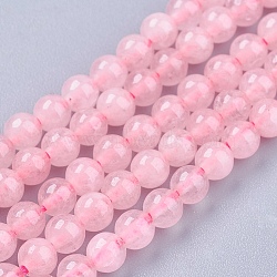 Natural Rose Quartz Bead Strands, Round, 4mm, Hole: 0.5mm, about 95pcs/strand, 14.9 inch(X-G-R193-13-4mm)