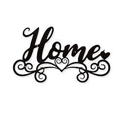 Iron Wall Art Decorations, for Front Porch, Living Room, Kitchen, Matte Style, Word Home, Word, 292x256x1mm(HJEW-WH0067-044)