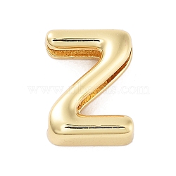 Rack Plating Brass Beads, for Personalized Name Necklace Making, Cadmium Free & Lead Free, Long-Lasting Plated, Real 18K Gold Plated, Letter Z, 14.5x10.7x4.5mm, Hole: 1.5x10.5mm(KK-A208-10Z)