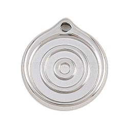 304 Stainless Steel Pendants, Flat Round Charms, Stainless Steel Color, 17x15.5x2mm, Hole: 1.2mm(SA-CBA6E67-06P)