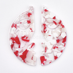 Cellulose Acetate(Resin) Pendants, Left Face, Crimson, 51x25.5x2.5mm, Hole: 1.4mm(KY-S157-02C)