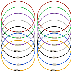 28Pcs 7 Colors 304 Stainless Steel Wire Cable Keychains, Key Rings for Outdoor, Hanging Luggage Tags, Keys and ID Tag Keepers, Stainless Steel Color, Mixed Color, 251x1.5mm, 4pcs/color(FIND-SC0019-17)