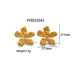 Fashionable Irregular Stainless Steel Stud Earrings for Women, Golden, Flower, 27.5x27.5mm(MT3122-2)