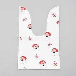 Christmas Theme Plastic Bag,  for Christmas Party Sweets Snack Gift Ornaments, Santa Claus Pattern, 22x13cm, 50pcs/Bag(ABAG-H104-C06)