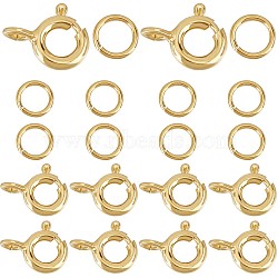 10Pcs 925 Sterling Silver Spring Ring Clasps, with 10Pcs Open Jump Rings, Golden, 9x6x1.5mm, Hole: 3mm(STER-CN0001-22G)