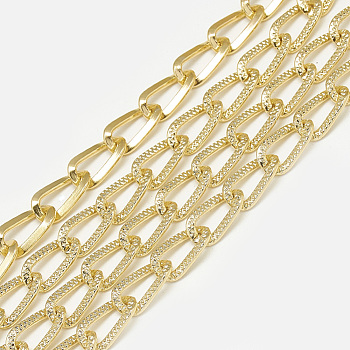 Unwelded Aluminum Curb Chains, Gold, 13x7x1.8mm