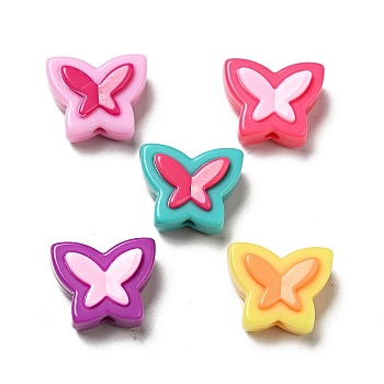 Two Tone Opaque Acrylic Beads, Butterfly, Mixed Color, 16x20x10.5mm, Hole: 3mm, about 250pcs/500g