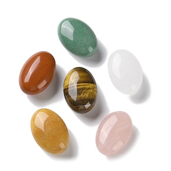 Natural Red Jasper/Quartz Crystal/Rose Quartz/Tiger Eye/Green Aventurine Palm Stones, Oval Reiki Polished Healing Pocket Stone for Anxiety Stress Relief Therapy, 3.15~3.2x2.1~2.2x1.3~1.5cm