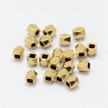 Brass Beads, Polygon, Nickel Free, Raw(Unplated), 3x3mm, Hole: 2mm