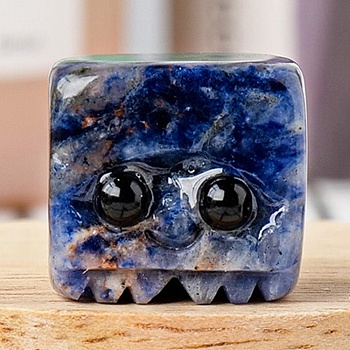 Natural Sodalite Carved Healing Cube Figurines, Reiki Energy Stone Display Decorations, 15~20mm