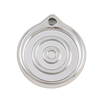 304 Stainless Steel Pendants, Flat Round Charms, Stainless Steel Color, 17x15.5x2mm, Hole: 1.2mm