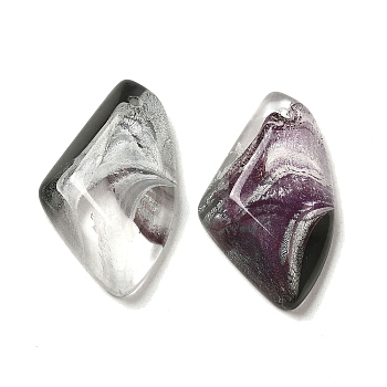Transparent Glass Pendants, Faceted Wing Charms, Purple, 32.5x19x6.5mm, Hole: 1.6mm