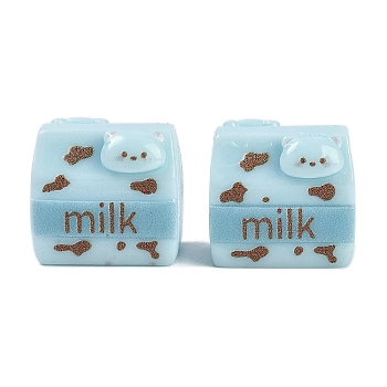 Resin Cabochons, Milk with Bear, Light Blue, 21.5x14x14mm