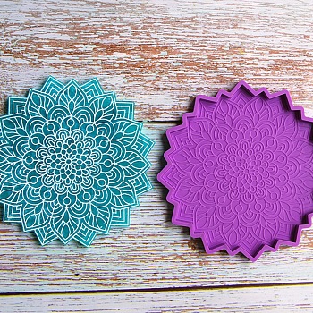 Cup Mat Silicone Molds, Resin Casting Coaster Molds, For UV Resin, Epoxy Resin Craft Making, Flower, Medium Orchid, 154x10mm