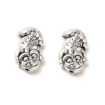 Tibetan Style Alloy Beads, Cadmium Free & Lead Free, Crocodile, Antique Silver, 10x15x5mm, Hole: 1.6mm, about 465pcs/1000g