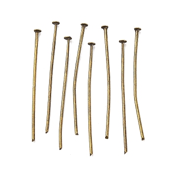 Iron Flat Head Pins, Cadmium Free & Nickel Free & Lead Free, Antique Bronze, 35x0.75~0.8mm, 20 Gauge, about 5400pcs/1000g, Head: 2mm