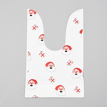 Christmas Theme Plastic Bag,  for Christmas Party Sweets Snack Gift Ornaments, Santa Claus Pattern, 22x13cm, 50pcs/Bag
