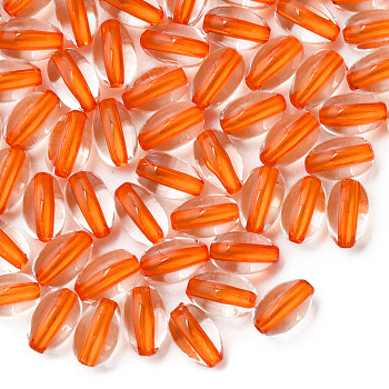 Transparent Acrylic Beads, Oval, Orange, 9.5x6mm, Hole: 1.5mm, about 2000pcs/500g