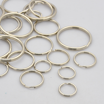 Mixed Iron Split Key Rings, Keychain Clasp Findings, Platinum, 15~30mm, Inner diameter: 12~28mm
