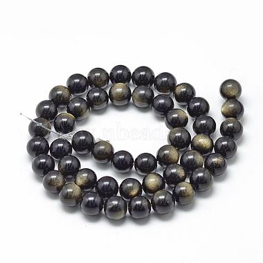 Natural Golden Sheen Obsidian Beads Strands(G-R446-8mm-23)-2